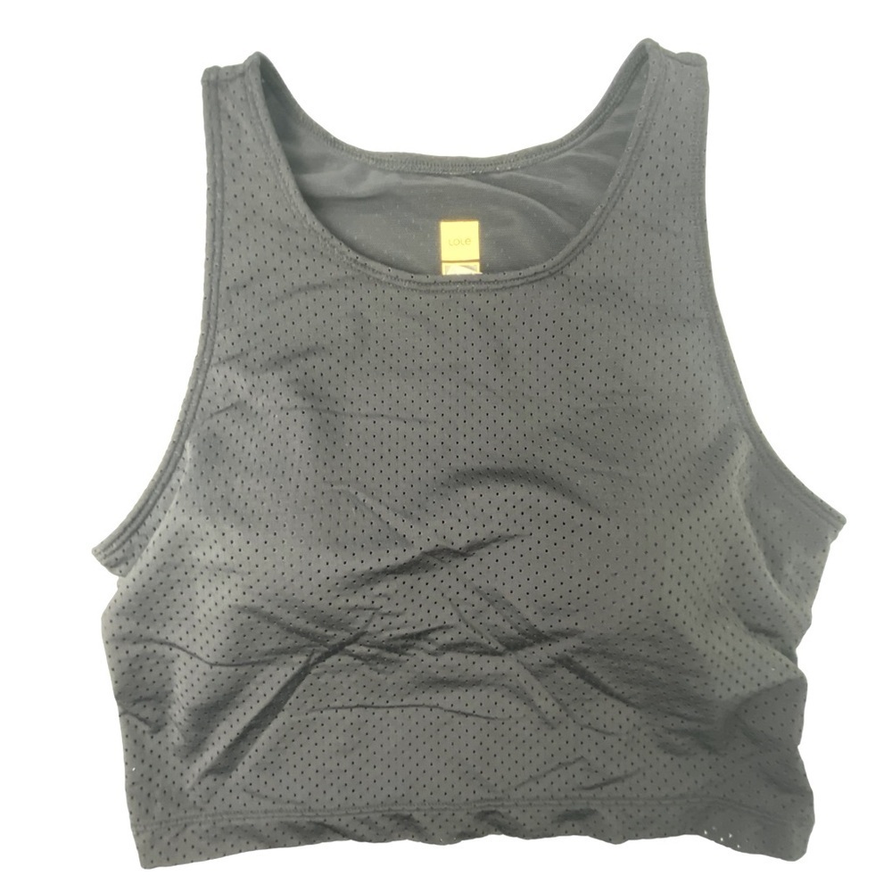 Lole pin hole pattern black athletic long line bra top in women's size medium